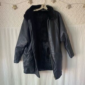 reversible jacket leather / fur? (no materials tag) small syma by pano sereti
